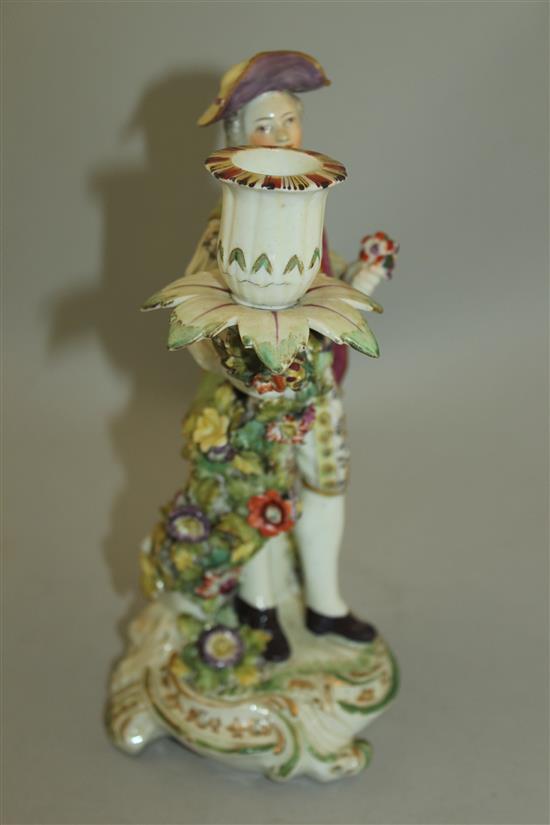 A Derby porcelain candlestick figure, late 18th century, 25cm